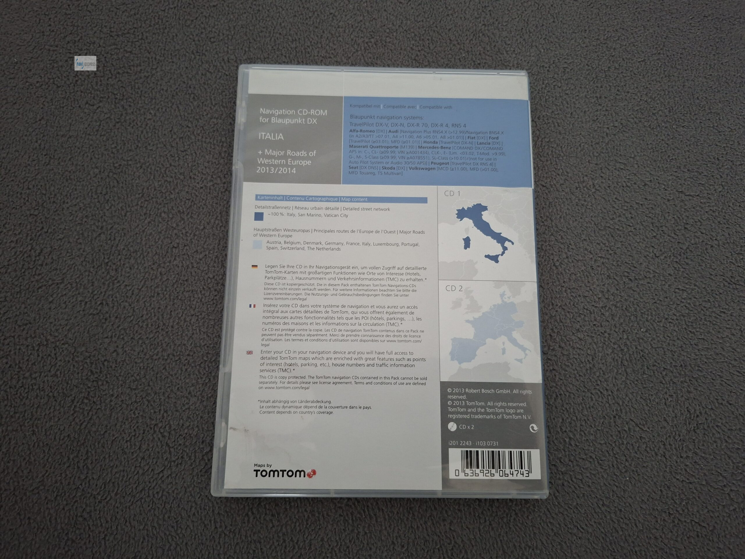 Navigation CD Blaupunkt Travelpilot DX ITALIA + Major Roads Westeuropa 2013/2014 – Bild 2