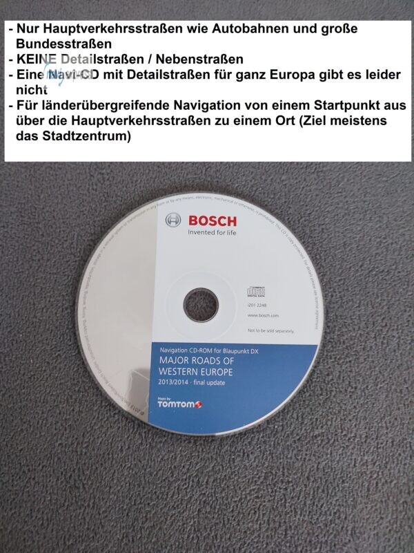 Navigations-CD Blaupunkt Travelpilot DX Major Roads of Western Europe 2013/2014 Final Update