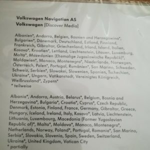 SD Karte Volkswagen Navigation AS – EUROPA 1 ( V9 ) – für das Navi Discover Media 2