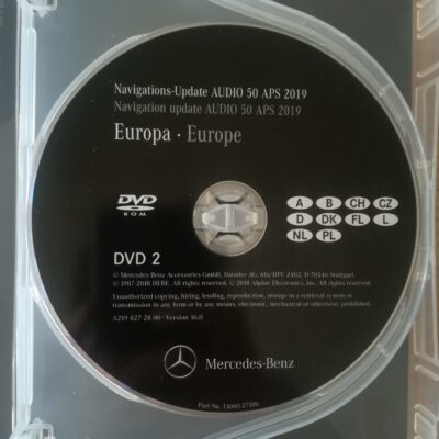 Mercedes-Benz Navigations-DVD AUDIO 50 APS NTG 2.5 DVD2 DEUTSCHLAND BENELUX ALPEN CZ DK PL 2019 A2198272800 türkis