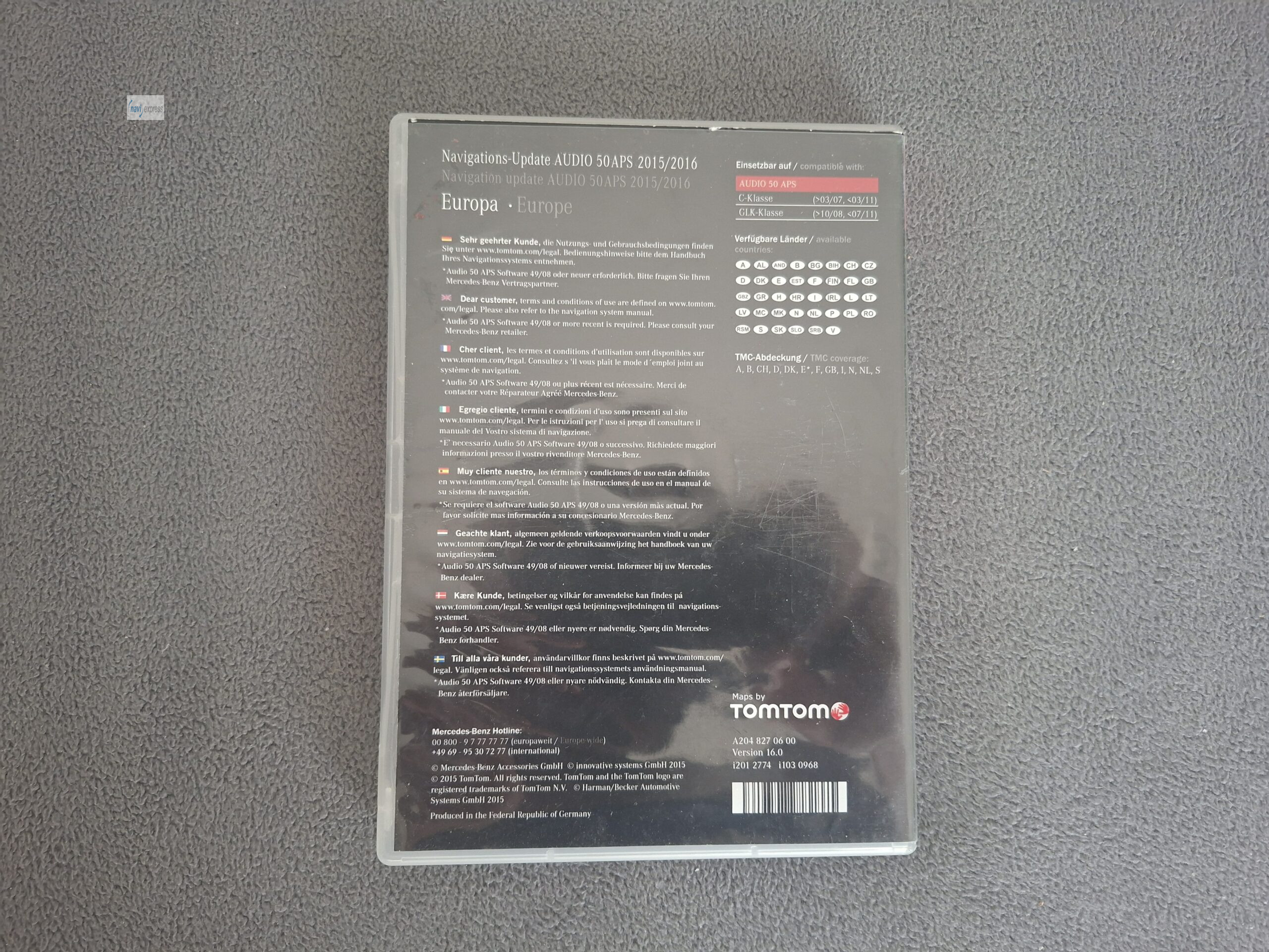 Mercedes-Benz Navigations-DVD für AUDIO 50 APS NTG4-204 EUROPA 2015/2016 A2048270600 korallenrot – Bild 3