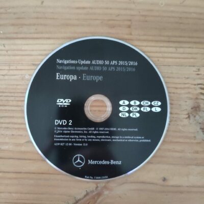Mercedes-Benz Navigations-DVD AUDIO 50 APS NTG 2.5 DVD2 DEUTSCHLAND BENELUX ALPEN CZ DK PL 2015/2016 A2198271200 türkis