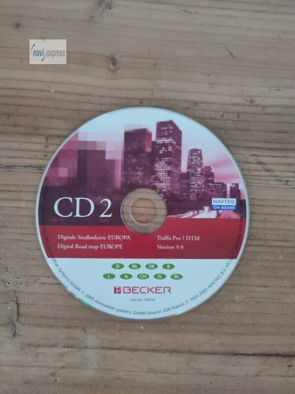 BECKER Navigation CD Traffic Pro / DTM Version 9.0 CD2 Deutschland Alpen Benelux von 2005