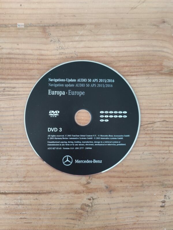 Mercedes-Benz Navigations-DVD Audio 50 APS NTG4-212 DVD3 Deutschland Frankreich Benelux 2015/2016 A2128270365 lachs
