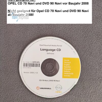 OPEL VAUXHALL Sprachen Language CD für CD 70 Navi und DVD 90 Navi + OPEL Modelle vor Baujahr 2008