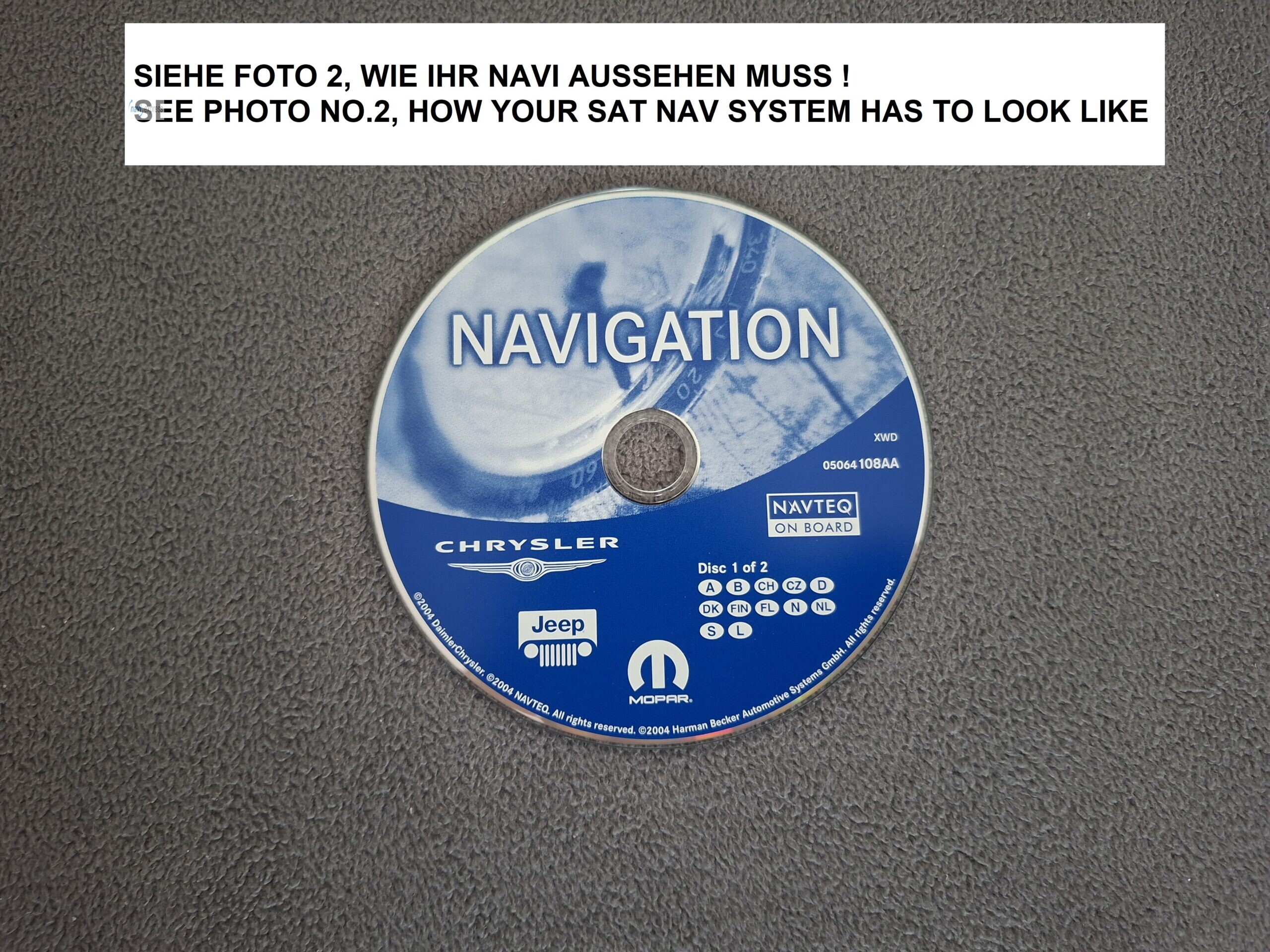 Navi CD RB3 CHRYSLER JEEP CD1 DEUTSCHLAND ALPEN BENELUX SCANDINAVIA 2004
