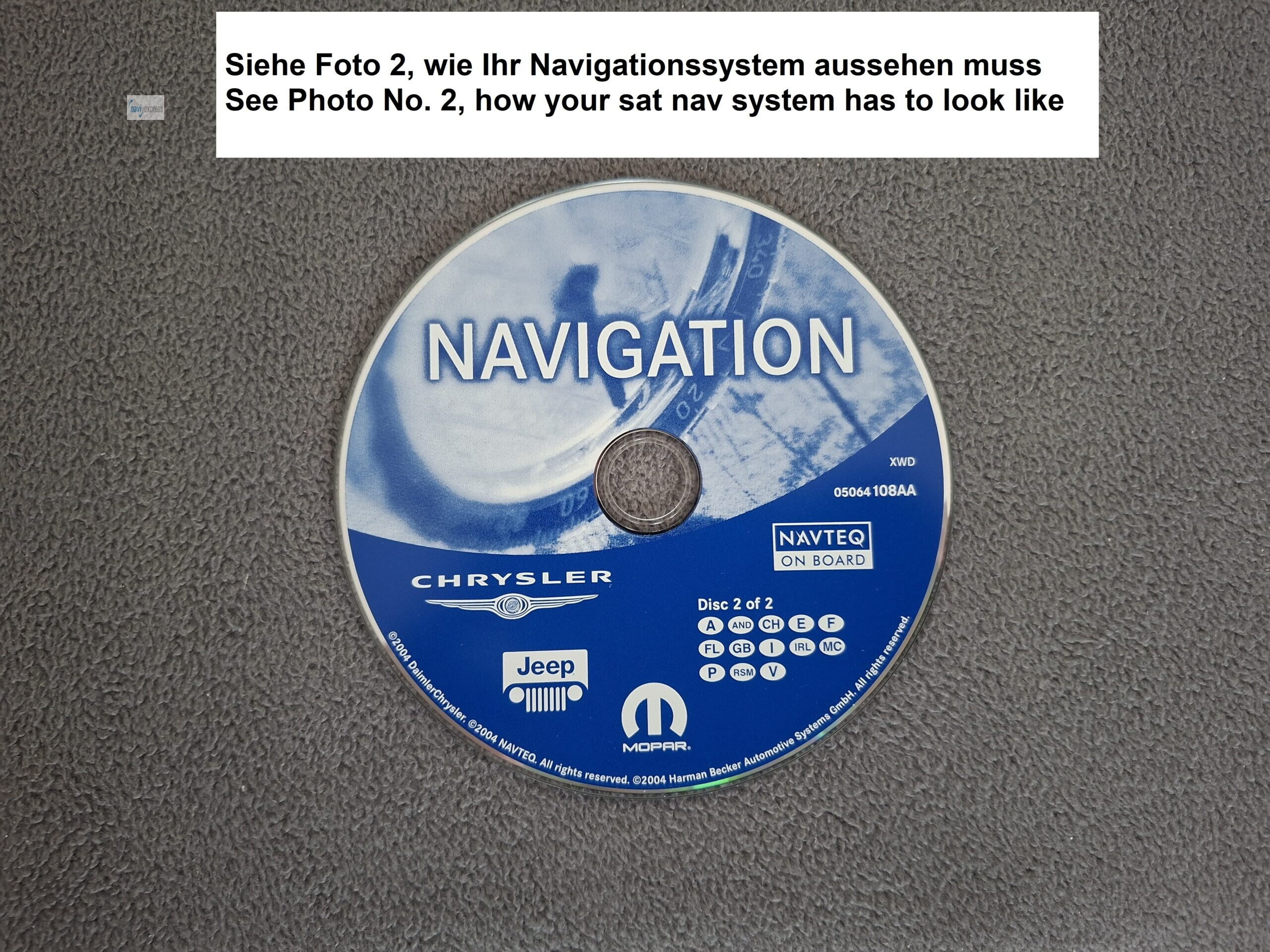 Navi CD RB3 CHRYSLER JEEP CD2 FRANCE ESPANA ALPEN GB ITALIA PORTUGAL 2004
