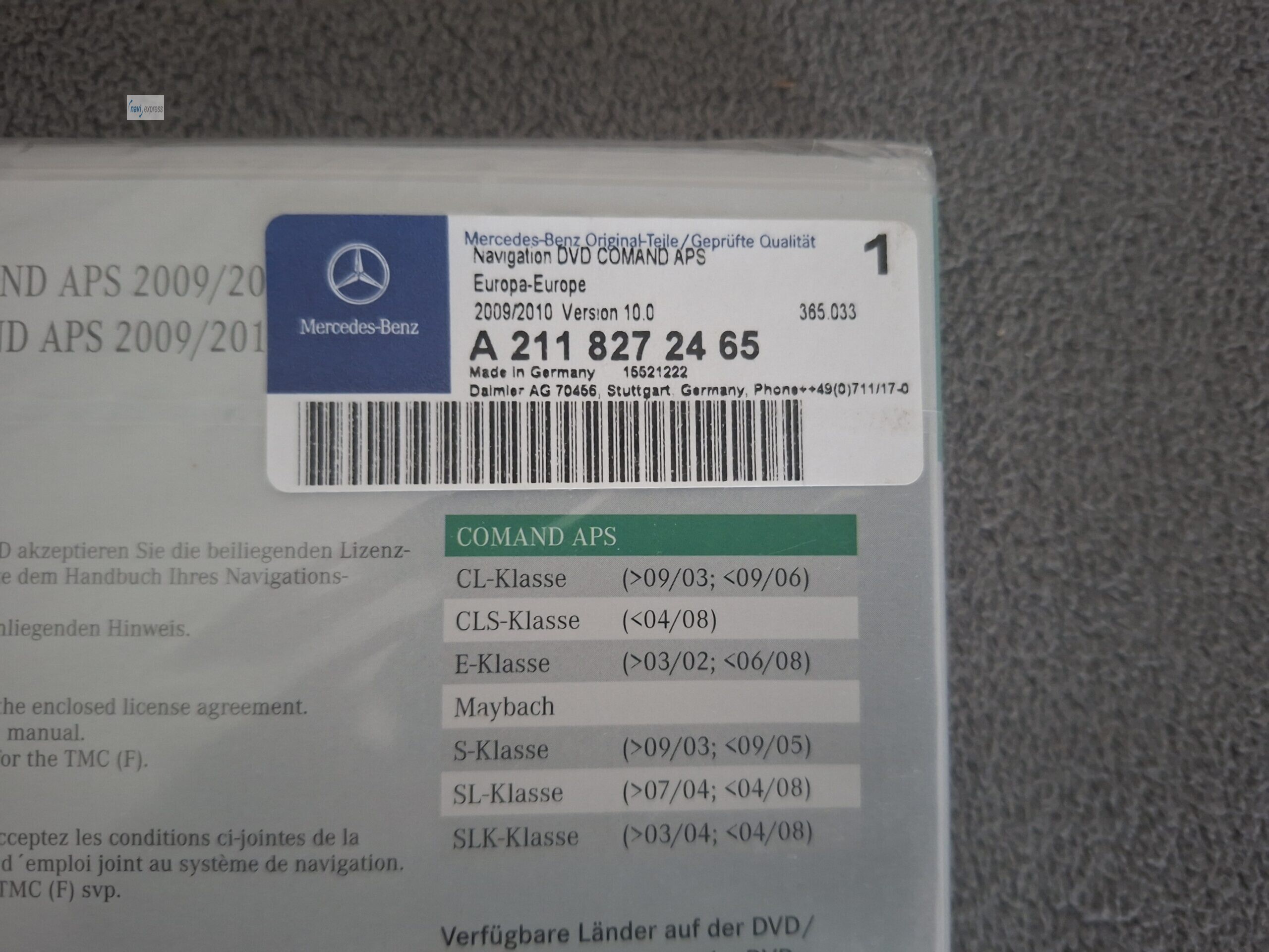 Mercedes-Benz Navi DVD COMAND APS NTG1 Europa 2009/2010 Version 10.0 – Bild 5