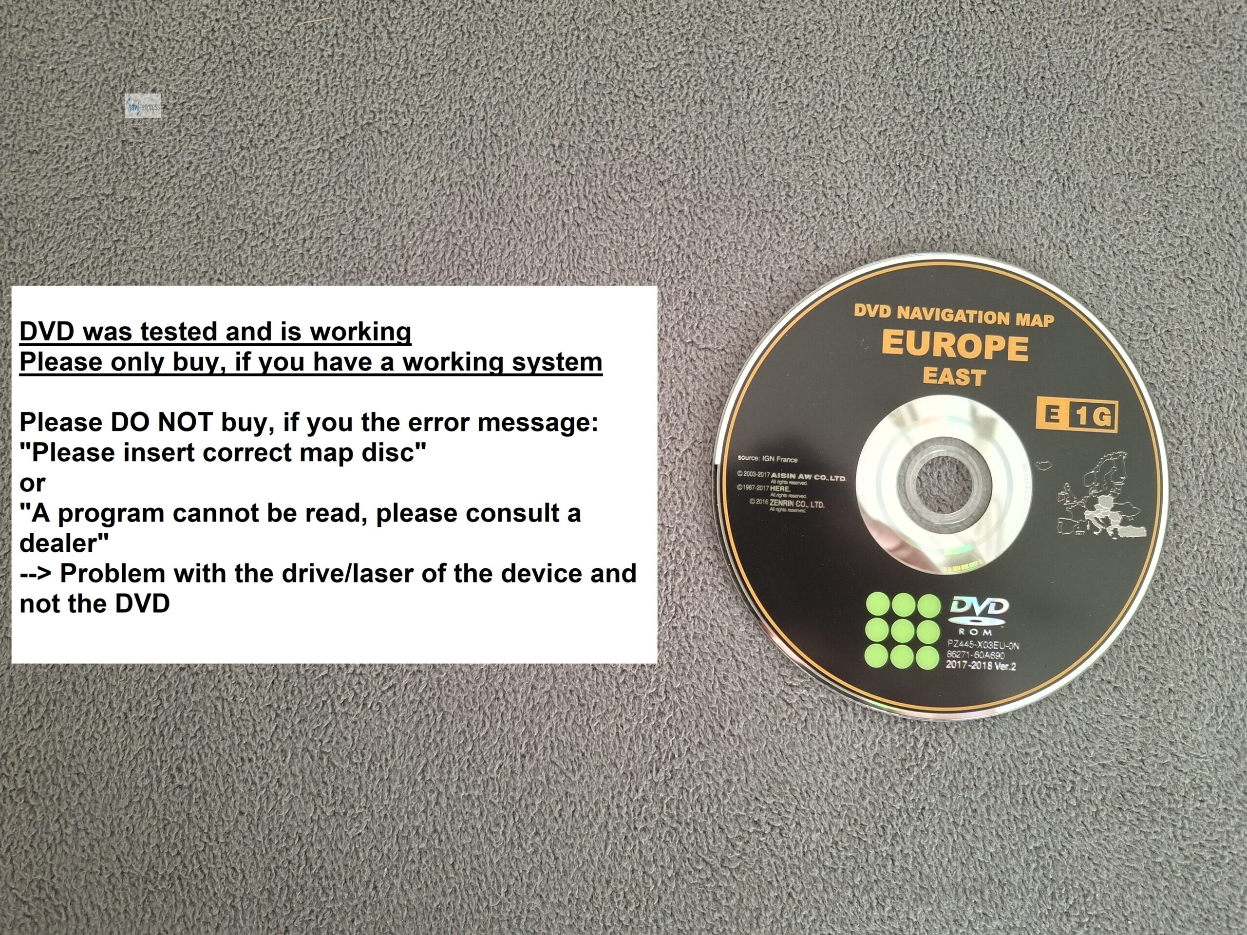 Toyota Navigation DVD TNS600 TNS700 Europa Ost 2017/2018 Ver.2